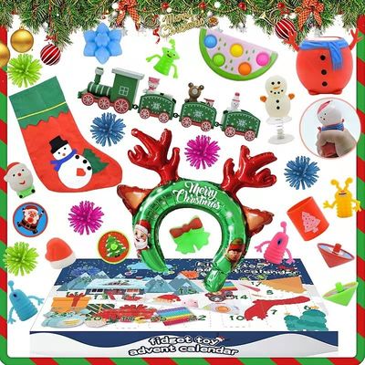 24pcs calendario de Navidad Adviento caja ciega dibujos animados Fidget juguete de peluche para niños juego de juego