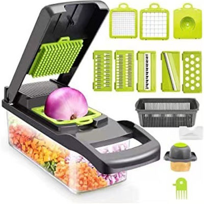Cortador de cebolla multifuncional de mano Cortador de frutas Cortador de papas Pelar Mejor Venta 12 en 1