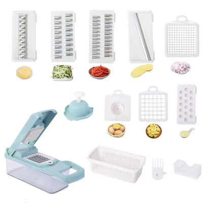 Cortador de cebolla multifuncional de mano Cortador de frutas Cortador de papas Pelar Mejor Venta 12 en 1