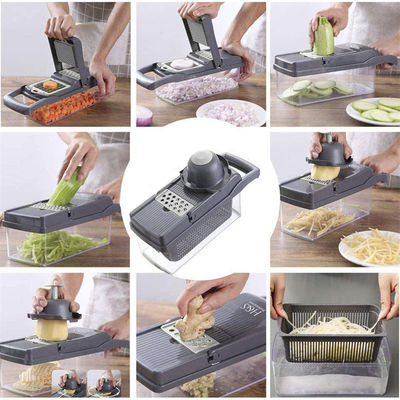 Cortador de cebolla multifuncional de mano Cortador de frutas Cortador de papas Pelar Mejor Venta 12 en 1