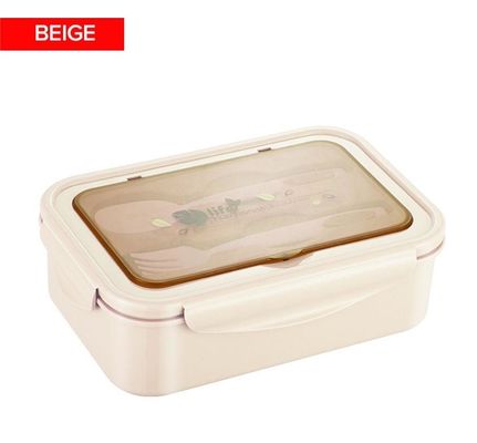 Caja de almuerzo para niños y adultos PP5 1400 ml congelación en microondas segura sin BPA con tenedor de cuchara
