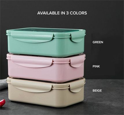 Caja de almuerzo para niños y adultos PP5 1400 ml congelación en microondas segura sin BPA con tenedor de cuchara