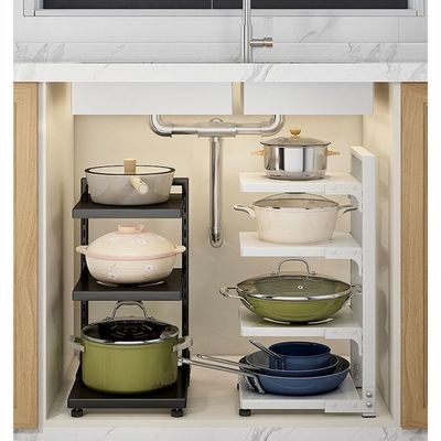 Organice su cocina de manera eficiente con este organizador de macetas de acero y debajo del fregadero
