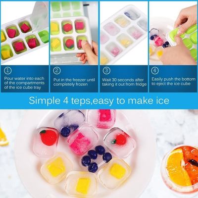 14 bandejas de cubos de hielo de material TPE PP con tapa extraíble fácil de soltar y resistente a derrames