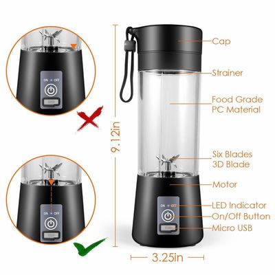 Juguetería eléctrica Liquidificador portátil Blender máquina de jugo USB extractor personal de frutas