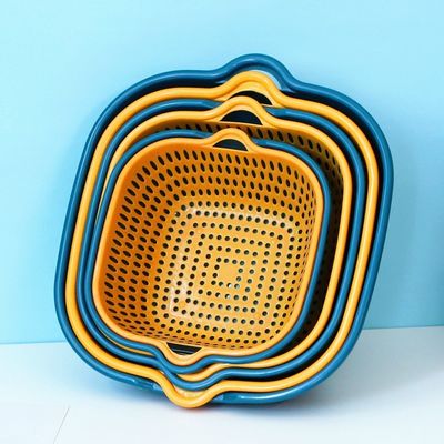 Almacenamiento de verduras hogar 6pcs de doble capa de plástico multi-agua de drenaje de la cesta de drenaje limpio