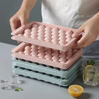 33 Cavidad círculo redondo bola de hielo cubo bandeja esfera de plástico de hielo molde con tapa