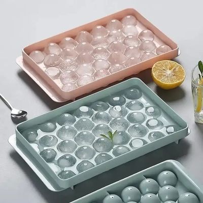 33 Cavidad círculo redondo bola de hielo cubo bandeja esfera de plástico de hielo molde con tapa