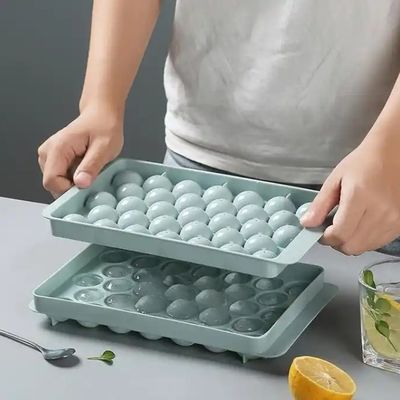 33 Cavidad círculo redondo bola de hielo cubo bandeja esfera de plástico de hielo molde con tapa