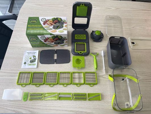 22pcs cortador de verduras cortador con mango de canasta de drenaje y cortador de mandolina sostenible