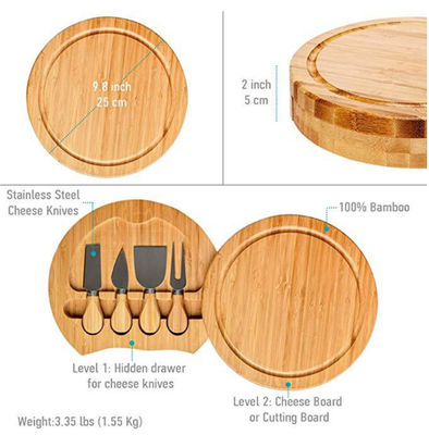 22.5*22.5*3.5cm Junta de queso de bambú de madera para OEM/ODM soportado
