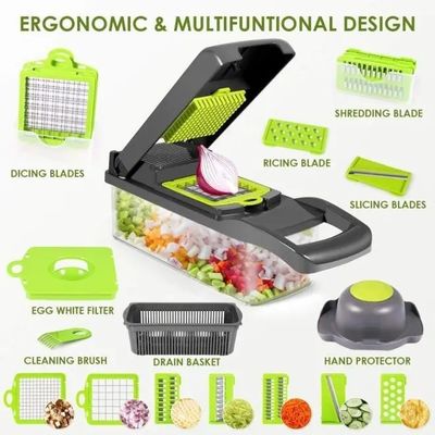 Chopper de verduras multifuncional de 15 en 1 para cocina en el hogar Chopper manual con logotipo personalizado