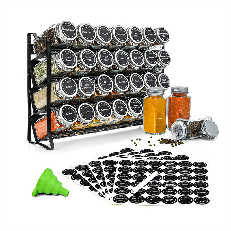 4 capas de alambre de hierro malla de especias Jar Rack para la organización de la cocina Rack Tamaño 30 * 9.8 * 23.3cm