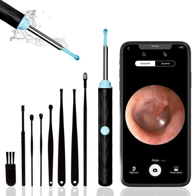 Kit de eliminación de cera de oído para limpieza doméstica con cámara y luz de limpieza de oídos Otoscope 1296P