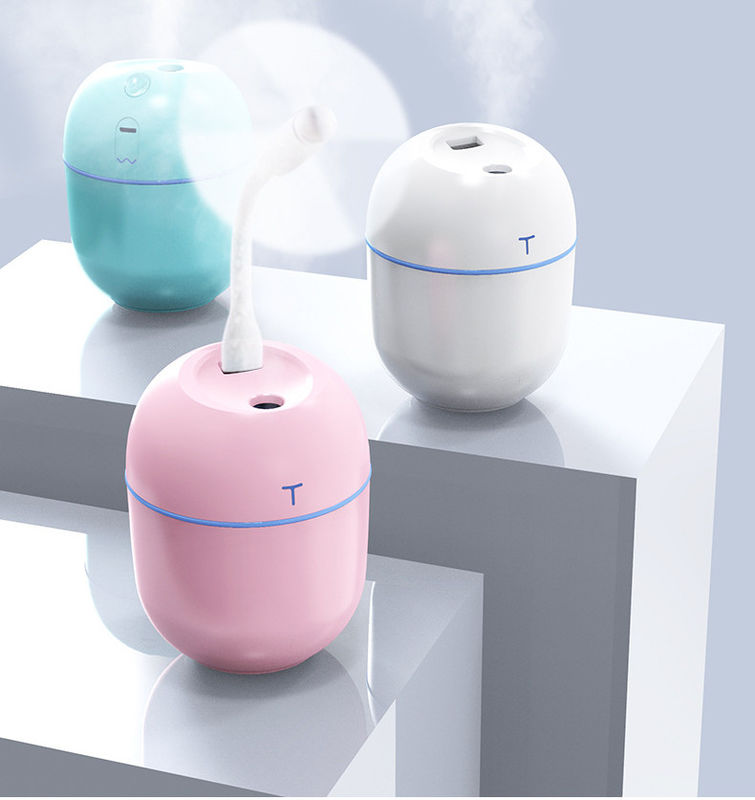 Humidificador de aire portátil de ultrasonido de 220 ml con lámpara nocturna LED y difusor de aroma USB