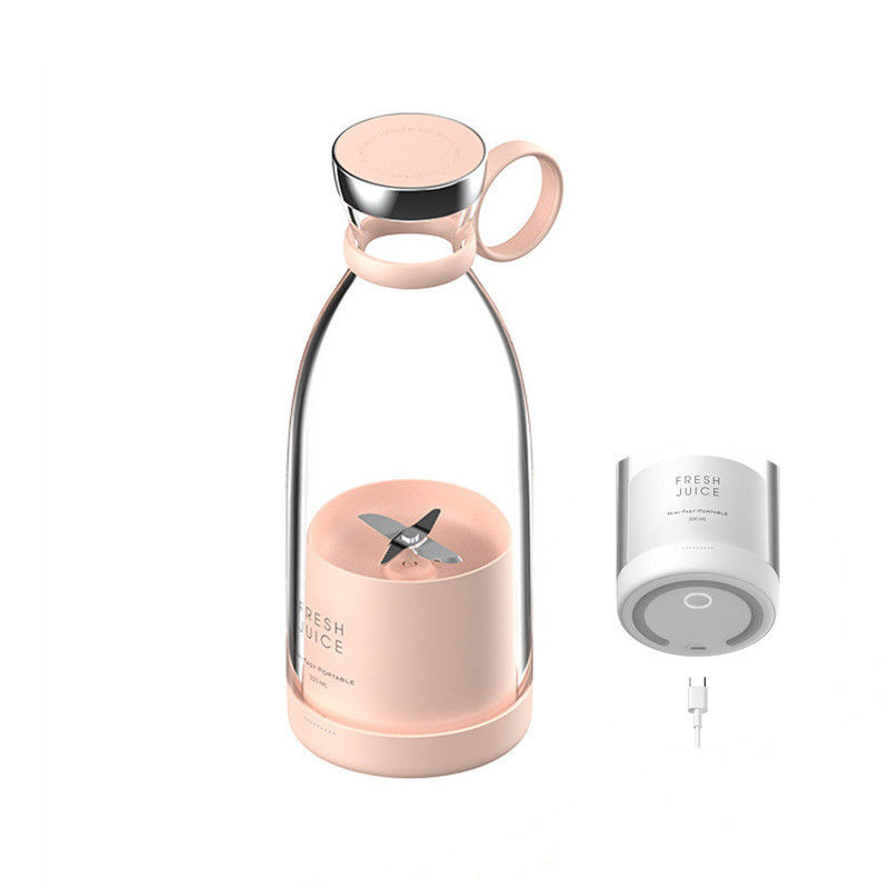 Exprimidor portátil recargable de mezcladora USB 350ml 4 cuchillas Mini eléctrico rosa para viajes