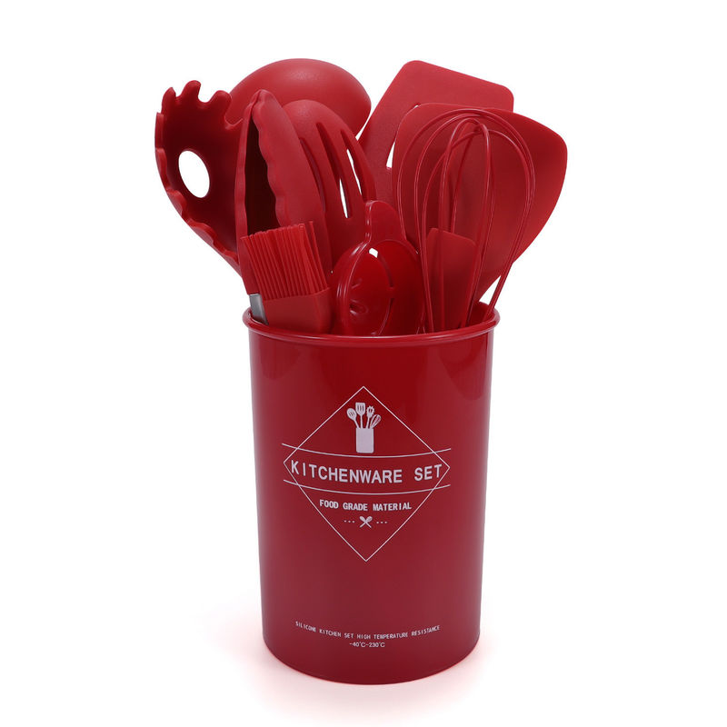 Sapatula de silicona de cocina con cubo de almacenamiento de 12 piezas utensilios de cocina no adhesivos