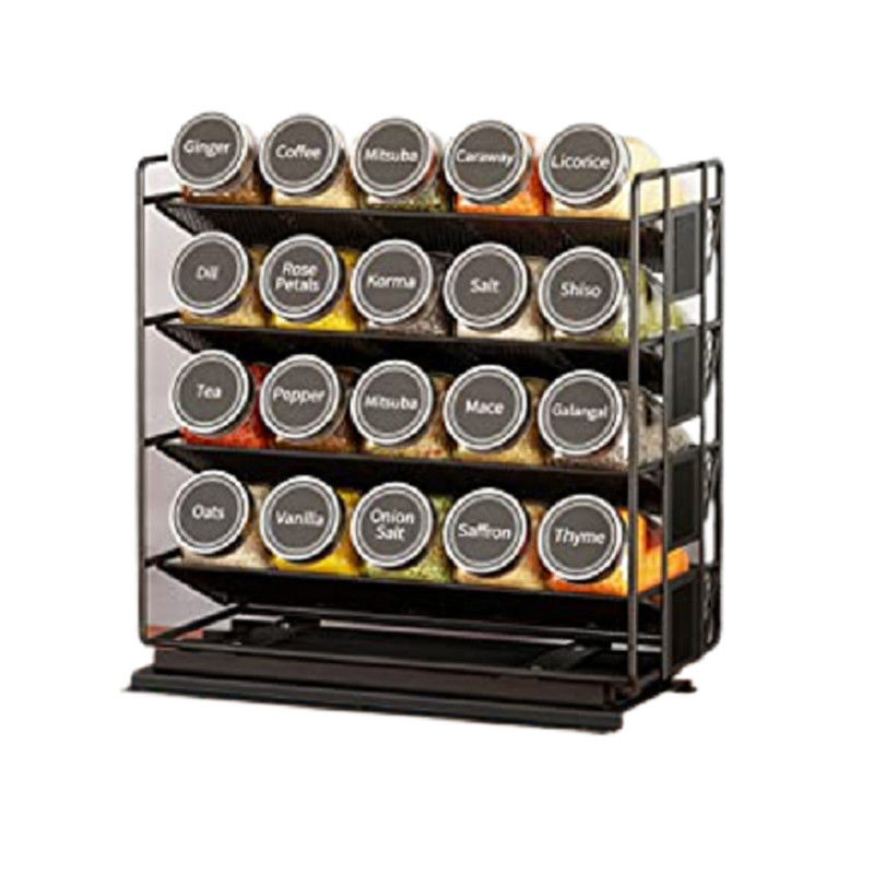 Práctico organizador de especias de extracción de 4 capas para gabinetes y organización de cocina