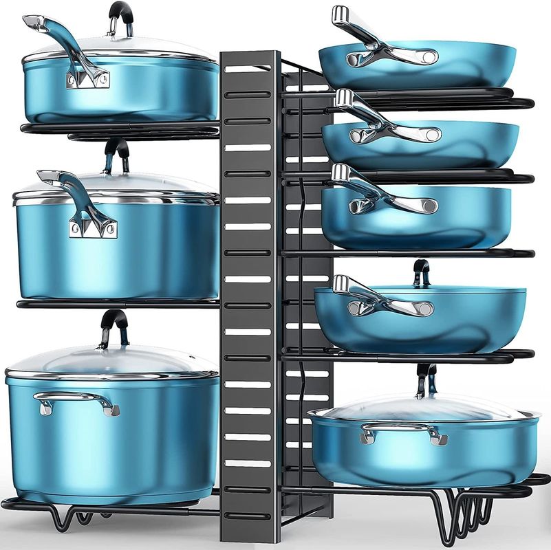 Cuadro de cocina ajustable, horno y organizador de sartén, 8 niveles de estante con 3 métodos de bricolaje