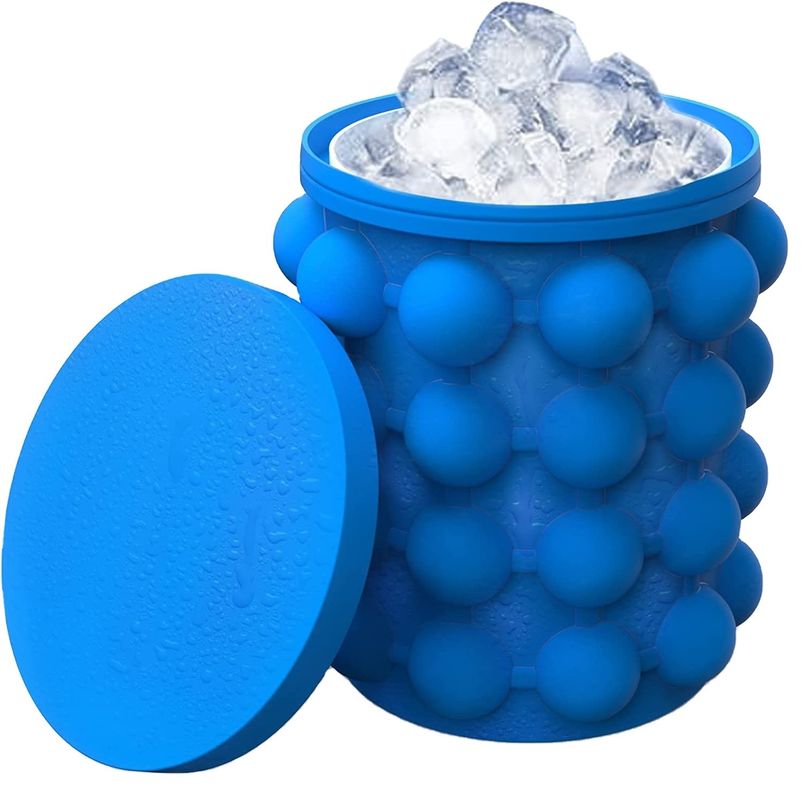 267 gramos Silicón portátil medio redondo Concha de hielo para ahorrar espacio con tapa azul/rojo/amarillo