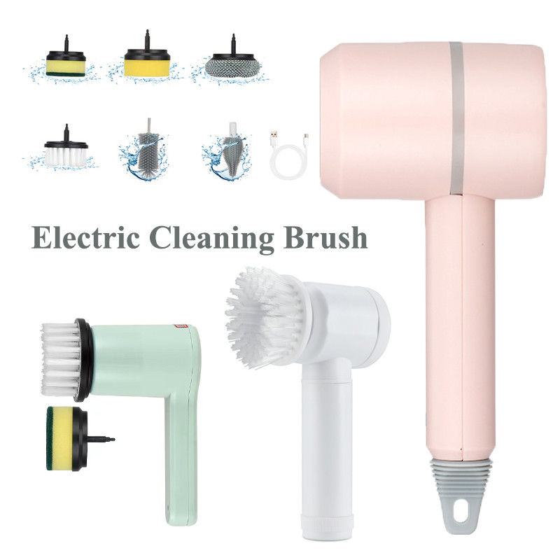 Cepillo eléctrico de lavabo 6 en 1 Cepillo de bañera portátil para limpieza de baño y cocina