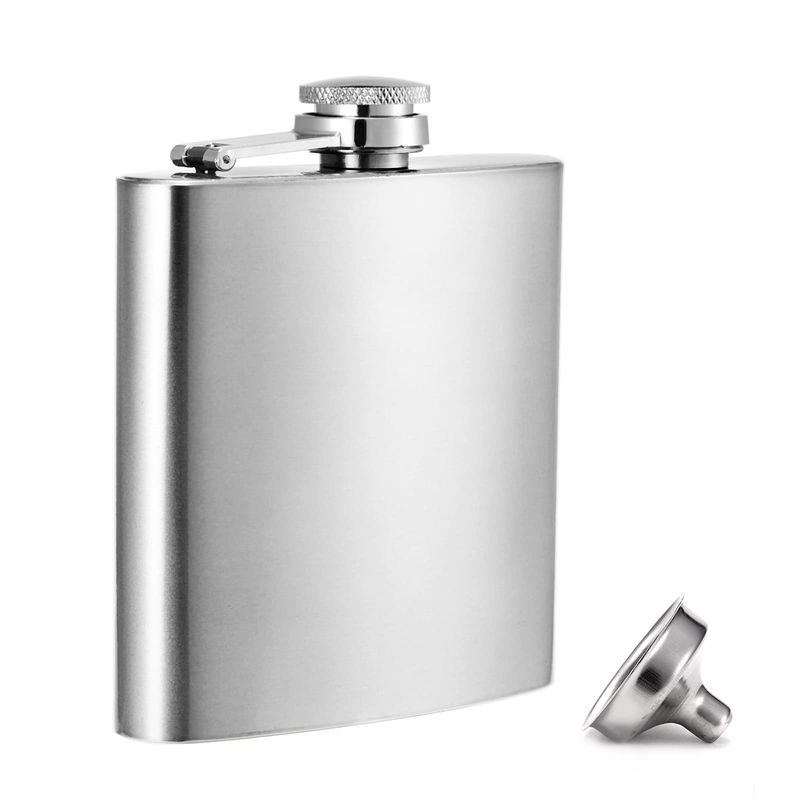 Flasca de vino de acero inoxidable cubierta de cuero para hombres 8 oz Flasca de cadera exterior Tamaño del producto 93 * 122mm