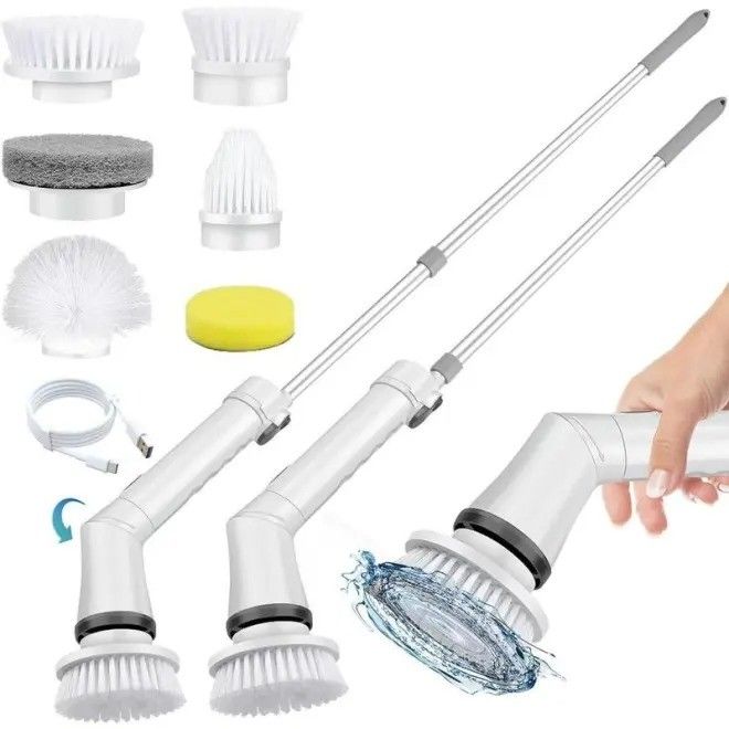 Brush de limpieza eléctrica de plástico blanco mejor vendido Scrubber de giro para limpieza profunda