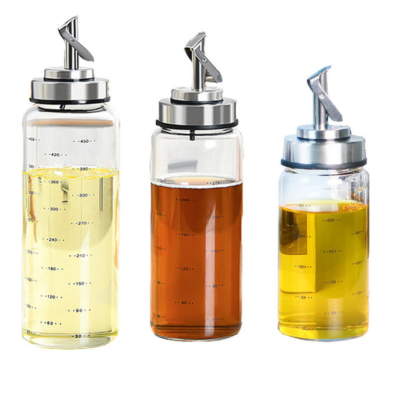Botella de aceite de apertura y cierre automática para la cocina de vidrio de alto borosilicato 6.4 * 25cm
