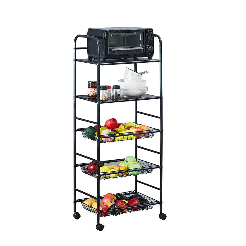 Organizador de almacenamiento de cocina de estante no plegable de nivel 5 con diseño de rodadura giratoria estable