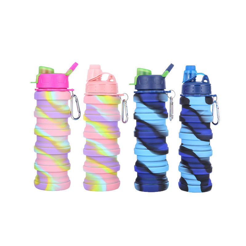Botella de agua portátil para ejercicios físicos y montar en bicicleta Camuflaje creativo Taza plegable de silicona