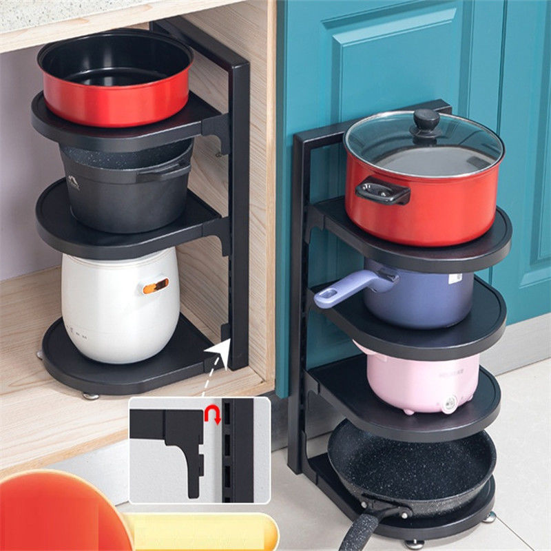 Organizador de macetas y sartenes de 3 capas para sujetar aparatos de cocina
