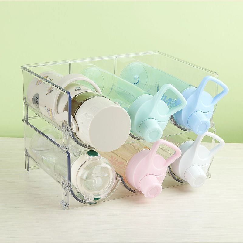 Estante de organizador de vinos y bebidas PET para el armario de cocina, el refrigerador, el portabotellas de plástico