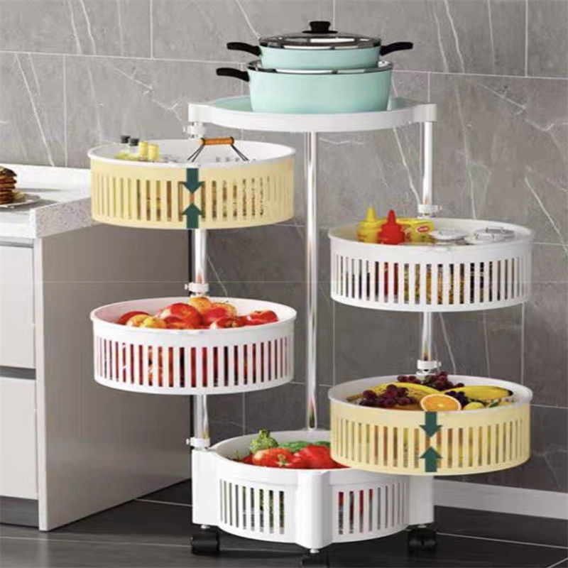 Estante de cocina giratorio de material metálico de diseño multifuncional PP para almacenamiento en el hogar