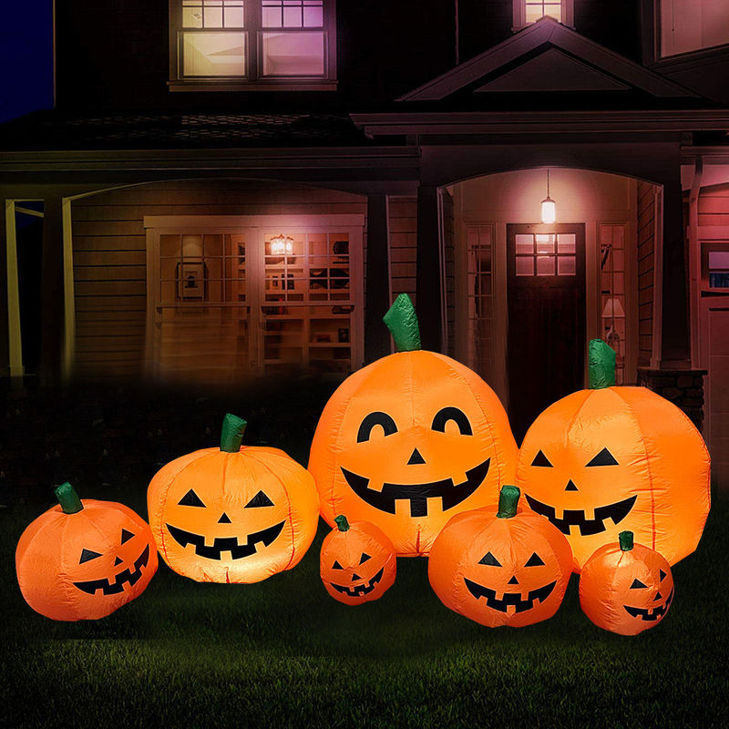 2.2m de largo exterior interior Halloween inflables Decoraciones de calabazas con luces LED
