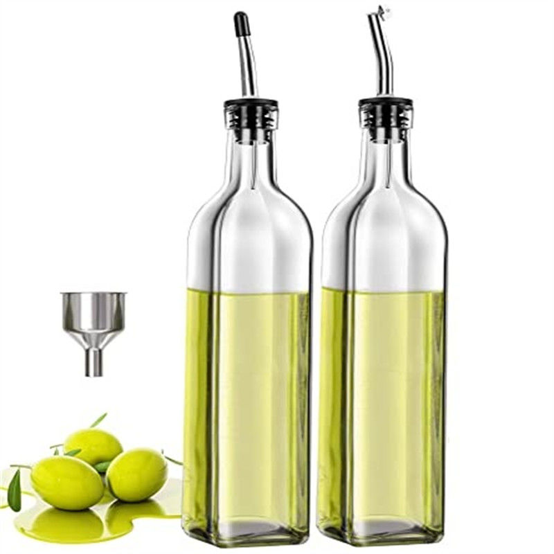 Botella de vidrio para dispensador de aceite 500ML/17OZ de forma cuadrada, almacenada para aceite de cocina y vinagre