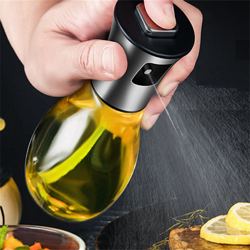 Flasca de aceite con spray de 165 ml de vidrio para cocinar ensalada BBQ