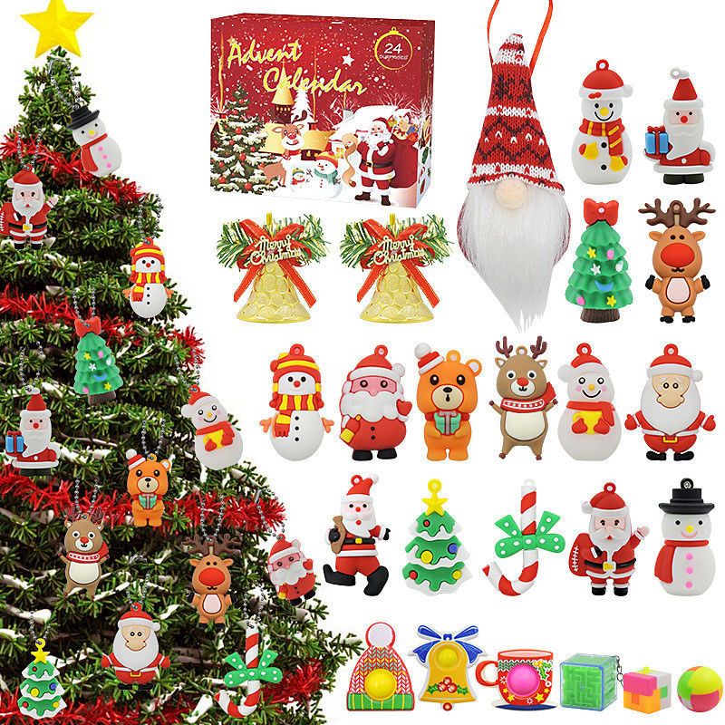 24pcs calendario de Navidad Adviento caja ciega dibujos animados Fidget juguete de peluche para niños juego de juego