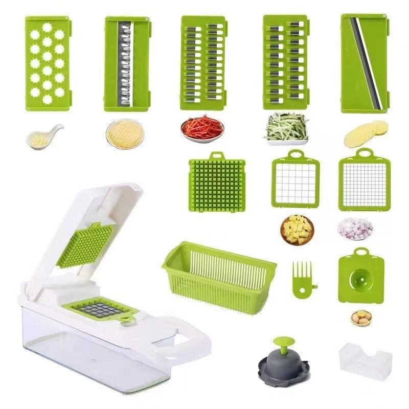 Herramientas de frutas y verduras Accesorios de cocina 12 en 1 Decorador de alimentos Chopper de cebolla