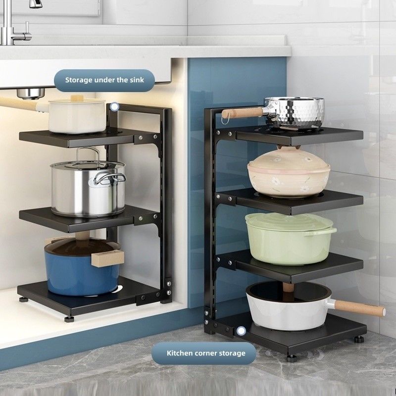 Organizador de lavabo de cocina negro para almacenamiento ajustable