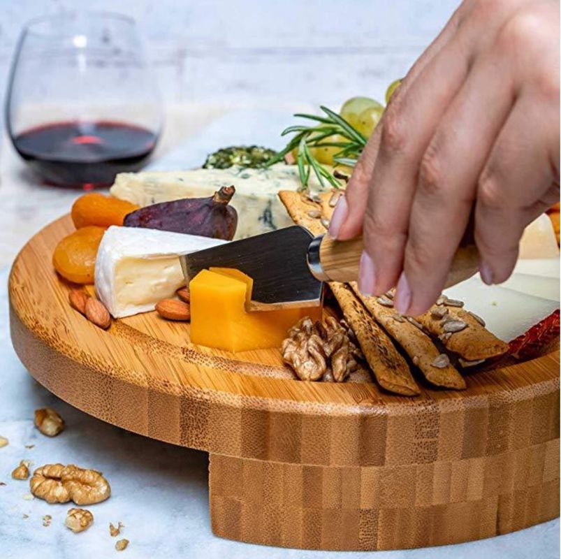 22.5*22.5*3.5cm Junta de queso de bambú de madera para OEM/ODM soportado